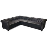 vidaXL Kutna garnitura Chesterfield za 5 osoba od umjetne kože crna | shoptok.hr