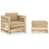  2-dijelna vrtna garnitura s jastucima zeleno impregnirano drvo | shoptok.hr