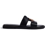 Shelvt Black flat flip-flops with gold decoration | shoptok.hr