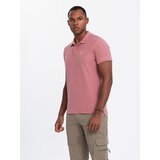 Ombre Men's BASIC single color pique knit polo shirt - dark pink | Shoptok.si