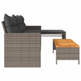  Vrtna sofa L-oblika sa stolom i jastucima siva od poliratana | shoptok.hr
