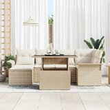  Sjedeća garnitura za vrt 7 kom. Bež Poli ratan 100 x 55 x 73 cm | shoptok.hr