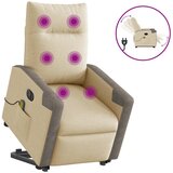 Maison Chic Električni masažni naslanjač - Relax naslanjač s funkcijo vstajanja krem, (22042499) | Shoptok.si