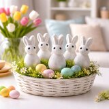  Styrofoam Easter Bunnies Glitter Decorative White 6pcs | Shoptok.si