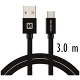 Swissten kabel usb/microusb platneni 3A 3m crni, (8595217456914) Cijene