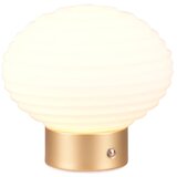 Tri O Bela/zlata LED zatemnitvena namizna svetilka s steklenim senčnikom (višina 14,5 cm) Earl – | Shoptok.si