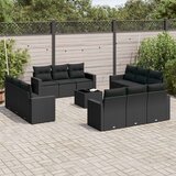  13-dijelni set vrtnih sofa s jastucima poliratan crni Cijene