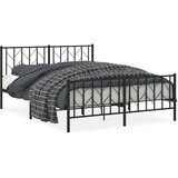 Metalni okvir kreveta uzglavlje i podnožje crni 150x200 cm | shoptok.hr