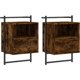  The Living Store Stenska nočna omarica 2 kosa dimljen hrast 40x30x61 cm inž. les - Nočna Omarica, (21500567) | Shoptok.si