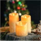 AIIBOWY LED Set 3 brezplamenskih sveč iz pravega voska z daljinskim upravljalnikom | Shoptok.si
