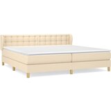 vidaXL Box spring postelja z vzmetnico krem 200x200 cm blago, (20894513) | Shoptok.si