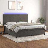  Box spring postelja z vzmetnico LED temno siva 200x200 cm žamet, (20761104) Cene
