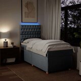 vidaXL Box spring postelja z vzmetnico svetlo siva 90x200 cm blago | Shoptok.si