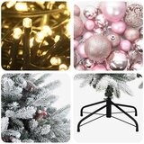  Umjetno božićno drvce s kuglicom 210 cm 300 LED lampica - Zelena i bijela 210 cm s LED-ima i ružičastim lopticama | shoptok.hr