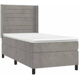 Box spring krevet s madracem svjetlosivi 90x190 cm baršunasti | shoptok.hr