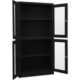  Uredski ormarić crni 90 x 40 x 180 cm čelik i kaljeno staklo | shoptok.hr