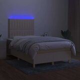  Box spring postelja z vzmetnico LED krem 120x200 cm blago, (20899650) | Shoptok.si