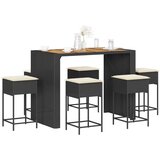 The Living Store Vrtna barska garnitura z blazinami 7-delna črna poli ratan - Vrtna Barska Garnitura, (21572477) | Shoptok.si