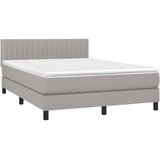 Krevet box spring s madracem LED svjetlosivi 140x190 cm tkanina | Eponuda.ba