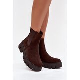 Boto Women's ankle boots with lining with zipper eco suede chocolate Fivienne | Shoptok.si