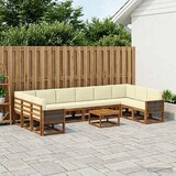  Set vanjskih sofa 11 kom. Prirodna i krem Čvrsto drvo akacije | shoptok.hr