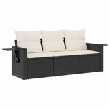  The Living Store Vrtna sedežna garnitura 3-delna z blazinami črn poli ratan - Vrtna Sedežna Garniture, (21452932) | Shoptok.si