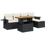  6-dijelni set vrtnih sofa s jastucima crni od poliratana bagrem | shoptok.hr