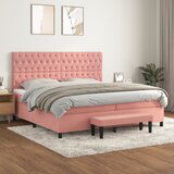  The Living Store Box spring postelja z vzmetnico roza 200x200 cm žamet - Box Spring Postelja, (21448780) Cene