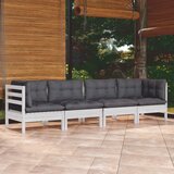 Maison Chic Seti vrtnega pohištva - Vrtna garnitura - Vrtni pohištvo set 4-delna z blazinami trdna borovina, (21815778) | Shoptok.si