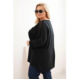 Kesi Włoski Women's Plus Size cotton blouse with print black | shoptok.hr