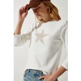 Happiness İstanbul Women's Ecru Star Printed Knitted Blouse