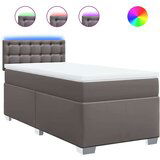 vidaXL Box spring postelja z vzmetnico siva 90x190 cm umetno usnje, (21321421) | Shoptok.si