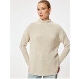 Koton Oversize Knitwear Sweater Hip Length Stand Collar Long Sleeve Soft Texture Cene