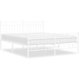 The Living Store Kovinski posteljni okvir z vzglavjem in vznožjem bel 150x200 cm - Posteljni Okvir, (21501160) | Shoptok.si