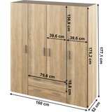 Kondela Garderobna omara, štirivratna, hrast sonoma, KORNY | Shoptok.si