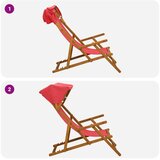  Ležaljka 2 pcs 3 Pozicija Čvrsto drvo eukaliptusa Crvena - Crvena 2x stolica | shoptok.hr