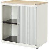mauser Omara s prečnim rolojem, VxŠxG 830 x 800 x 432 mm, plošča iz umetne mase, 1 polica, čisto bele / aluminijaste barve / javor | Shoptok.si