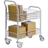 eurokraft pro pisarniški in poštni voziček, nosilnost 200 kg, bela aluminijasta, dxšxv 890 x 380 x 1010 mm, 2 nivoja | Shoptok.si