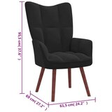  Stol za sproščanje s stolčkom črn žamet, (20821695) | Shoptok.si