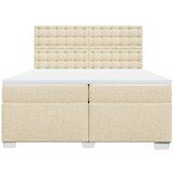  Krevet s oprugama i madracem krem 200 x 200 cm od tkanine | shoptok.hr