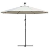  Viseći Suncobran sLED Svjetlom 300cm Boja Pijeska Metalna Šipka | shoptok.hr