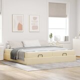  Okvir kreveta s madracem s madracem 2 pcs Krema tkanina | shoptok.hr