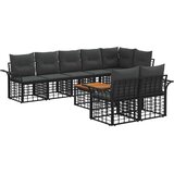  Set vanjskih sofa 9 pcs Crna i tamno siva poliratan - Crna i tamno siva sa stolom | shoptok.hr