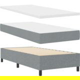 vidaXL Boks vzmetnica z vzmetjo - Svetlo siva, 90x200 cm, Tkanina | Shoptok.si