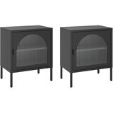  Noćni ormarići 2 kom crni 50 x 35 x 60 cm od stakla i čelika | shoptok.hr