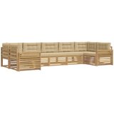  Set vanjskih sofa 7 kom. Bijela i bež Čvrsto drvo akacije 404 x 172,5 x 73 cm | Shoptok.si