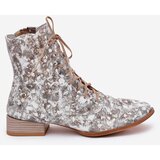 Maciejka Leather Patterned Ankle Boots With Flat Heel | shoptok.hr