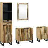 vidaXL set namještaja za kupaonicu s ladicama s policom s pohranom s vratima s ogledalom 4 pcs smeđa l | shoptok.hr