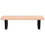  Zidna polica za umivaonik od čelika i masivne bukovine Smeđa 60 x 40 x 2.5 cm | shoptok.hr