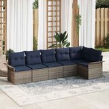  Sjedeća garnitura za vrt 6 kom. Siva poliratan 297,5 x 132,5 x 85 cm | Shoptok.si
